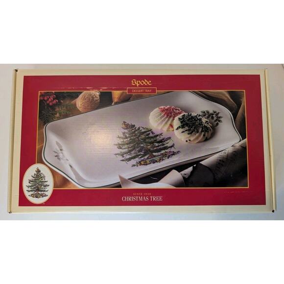 Vintage Spode 12 Inch Christmas Tree Desert Serving Holiday Tray New In Box - Picture 1 of 5
